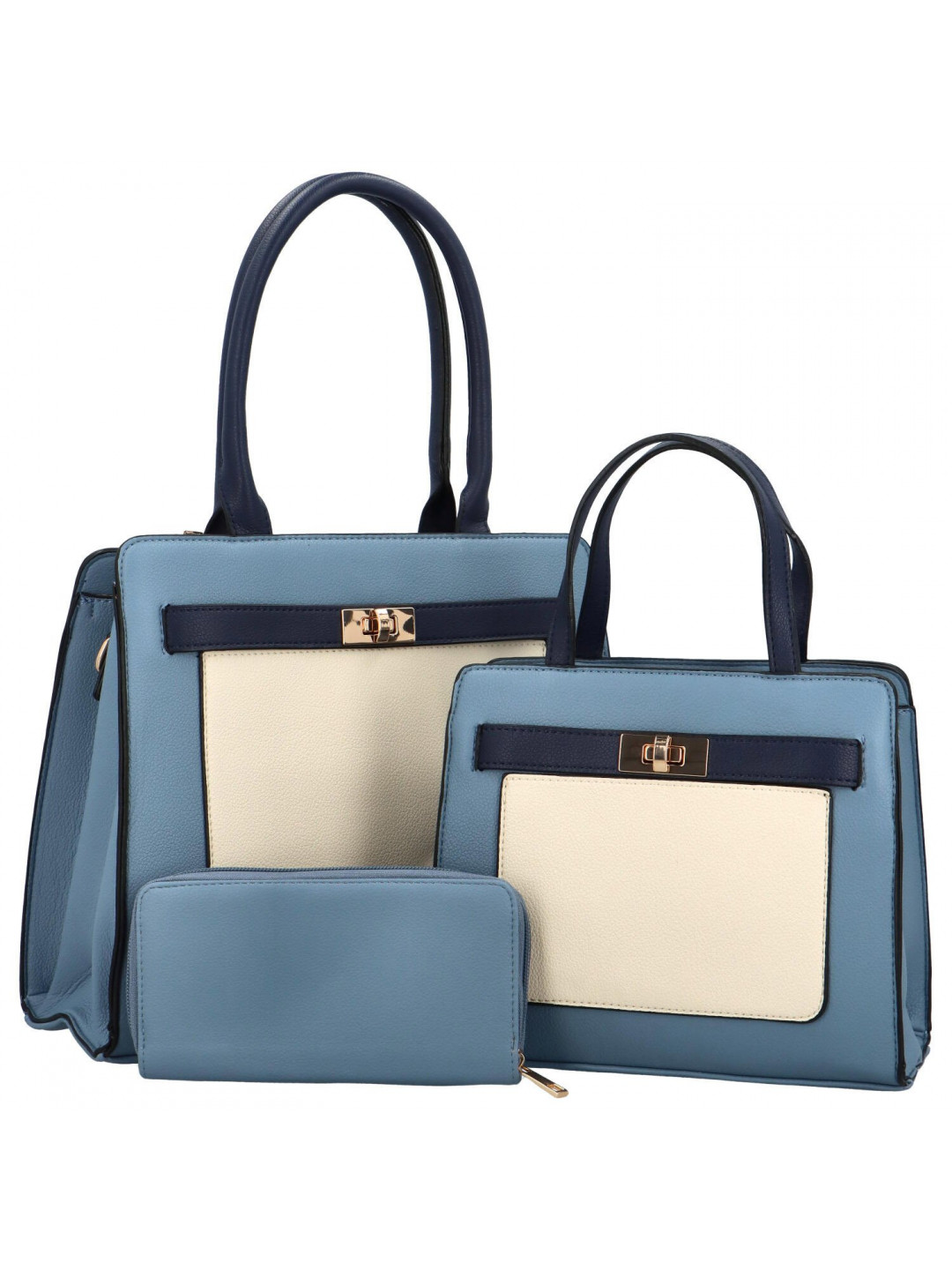Luxusní sada Kabelka přes rameno kabelka do ruky a peněženka Gavrila modrá