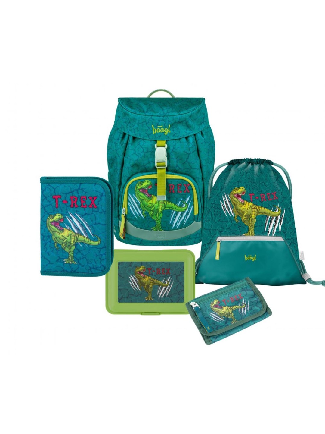 Baagl Školní set Airy T-REX II batoh penál sáček box peněženka A-34216