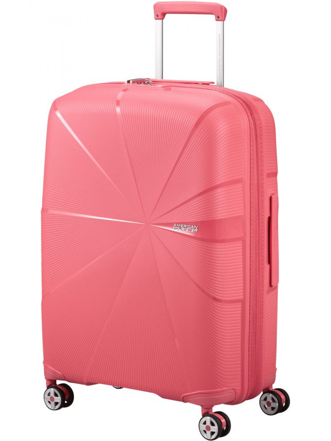 American Tourister Skořepinový cestovní kufr StarVibe M EXP 70 77 l – růžová