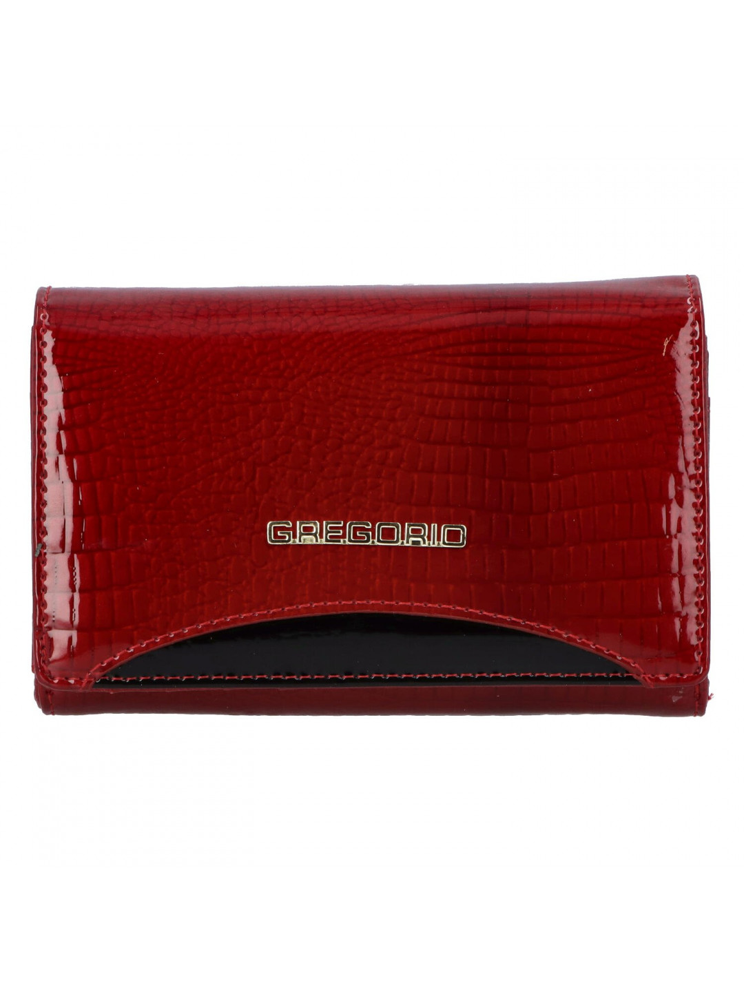 Menší dámská kožená lakovaná peněženka Lorus červeno černá