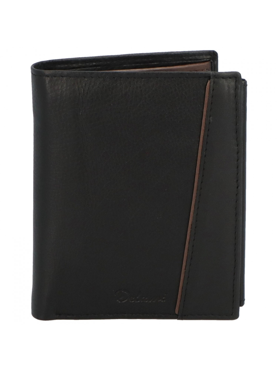 Pánská kožená peněženka s výrazným prošíváním Tommaso černá hnědá