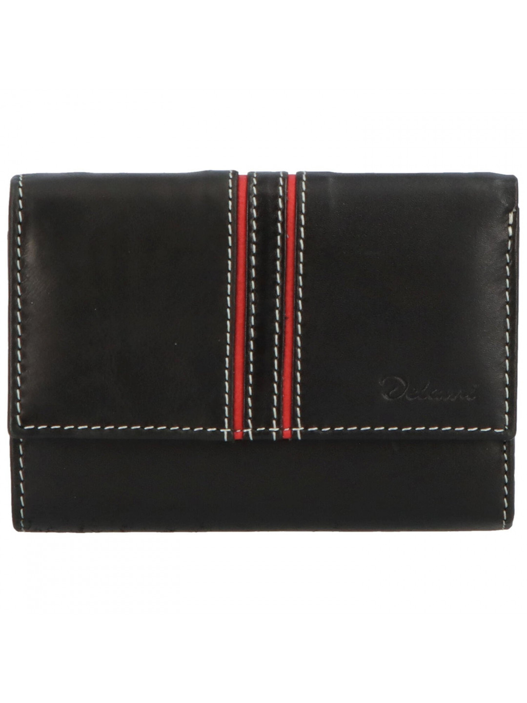 Menší dámská kožená peněženka s prošíváním Silvestro černá