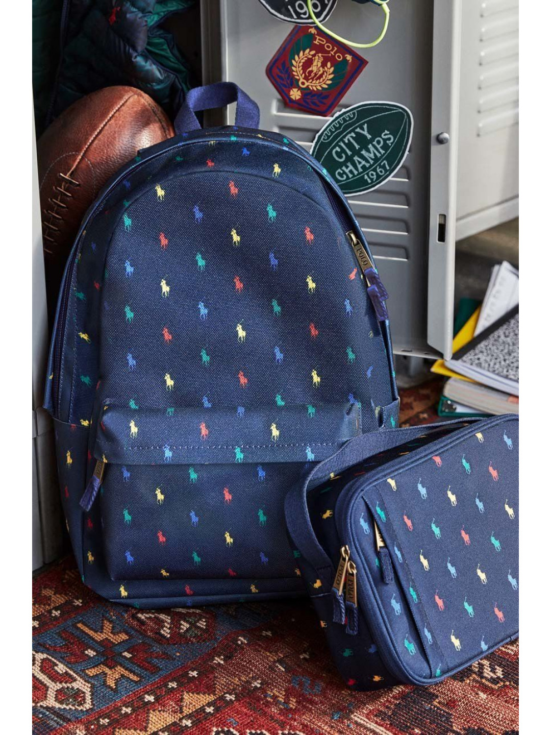Batoh Polo Ralph Lauren tmavomodrá barva velký vzorovaný