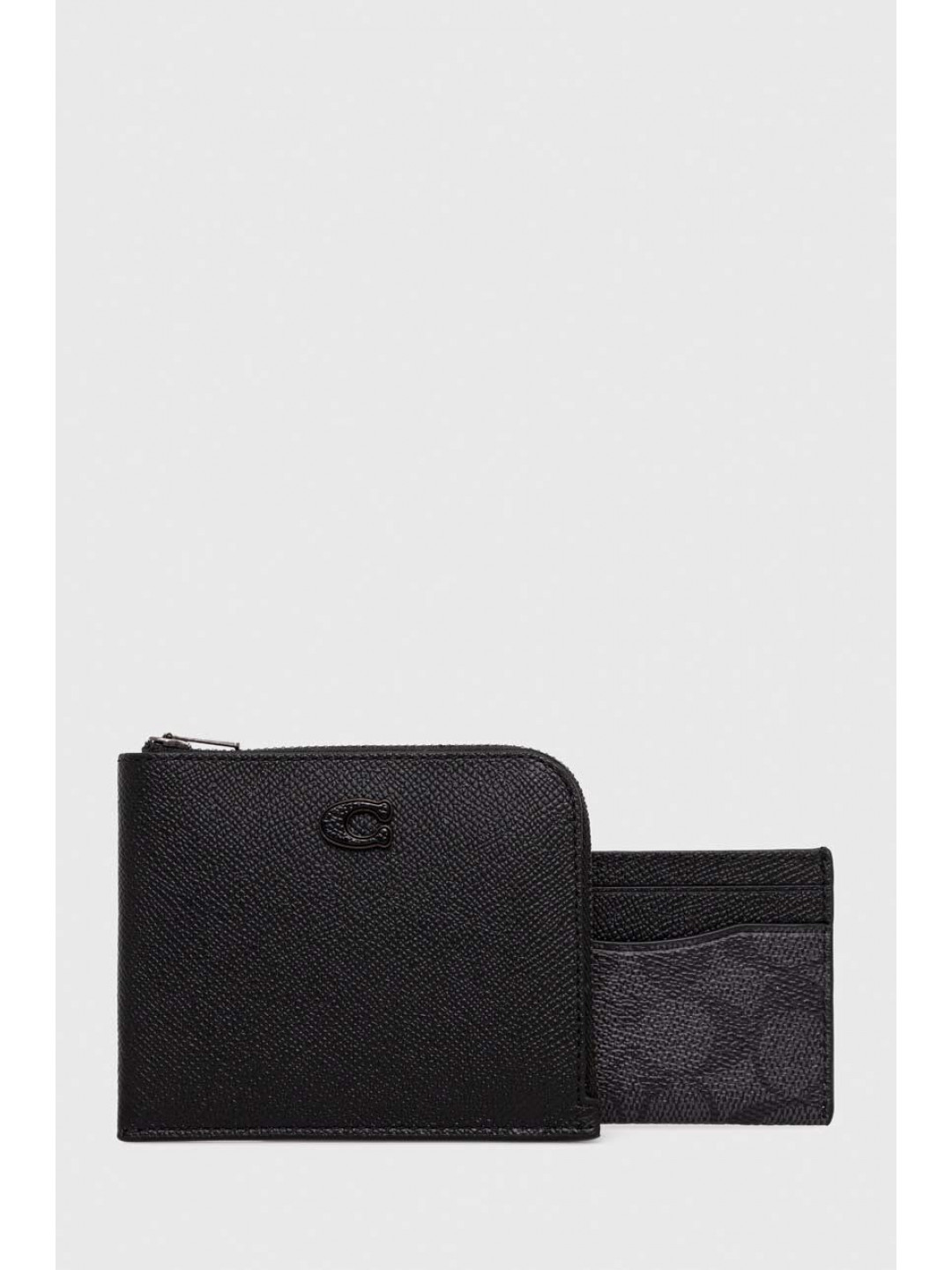 Kožená peněženka a držák na karty Coach černá barva