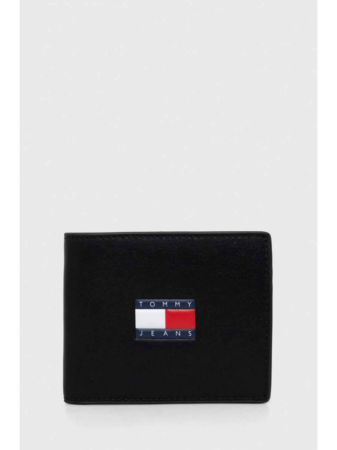 Kožená peněženka Tommy Jeans černá barva AM0AM12086