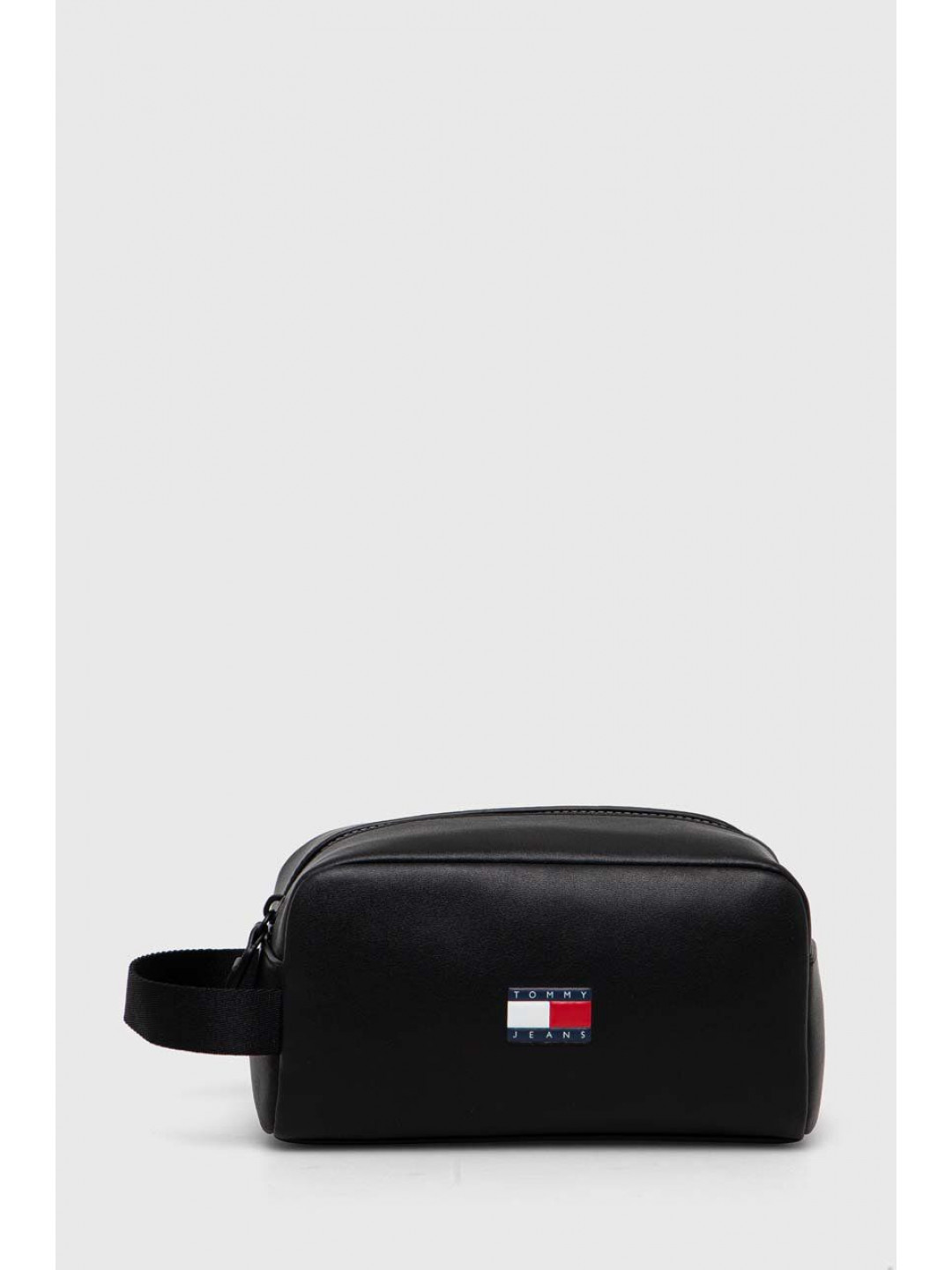Kožená kosmetická taška Tommy Jeans černá barva AM0AM12084