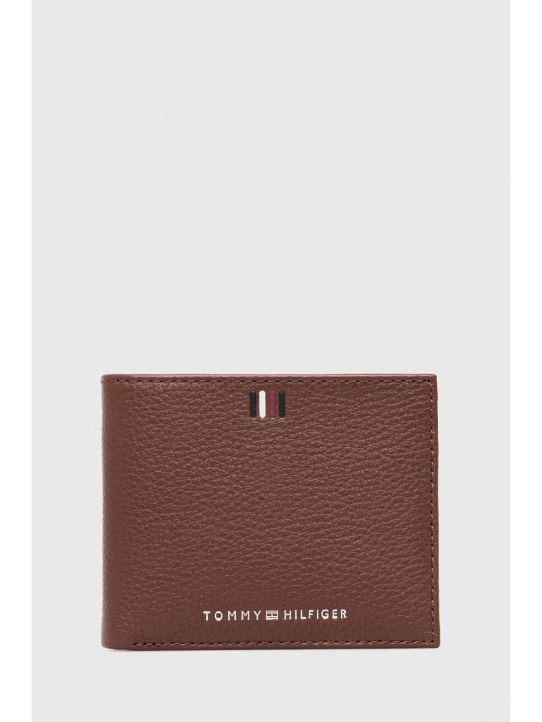 Kožená peněženka Tommy Hilfiger hnědá barva AM0AM11854