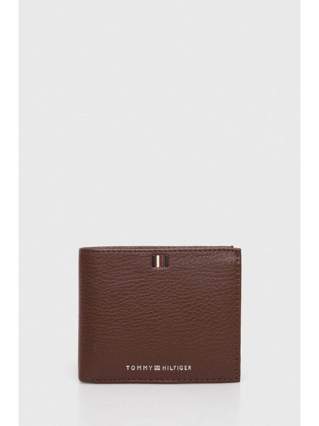 Kožená peněženka Tommy Hilfiger hnědá barva AM0AM11855