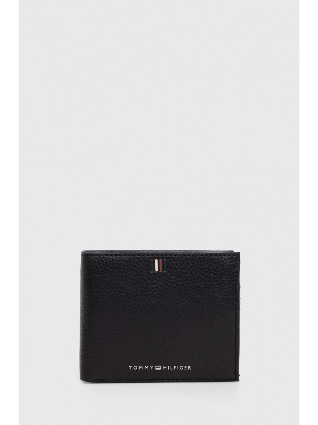 Kožená peněženka Tommy Hilfiger černá barva AM0AM11856