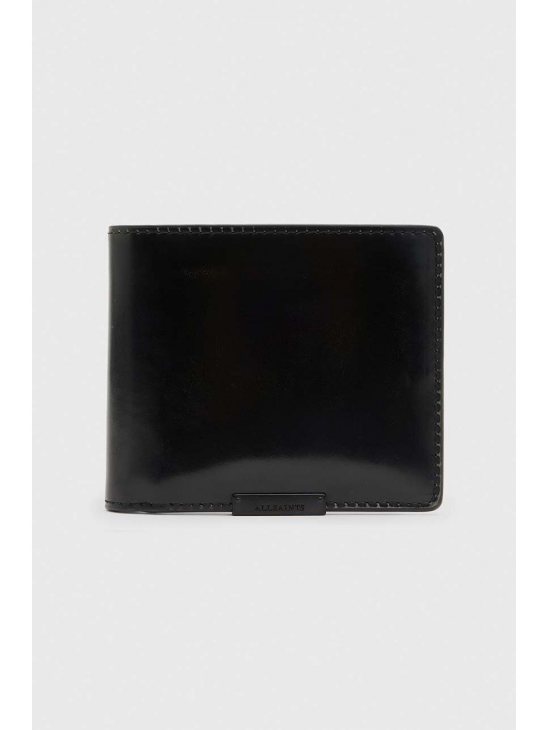 Kožená peněženka AllSaints Attain černá barva