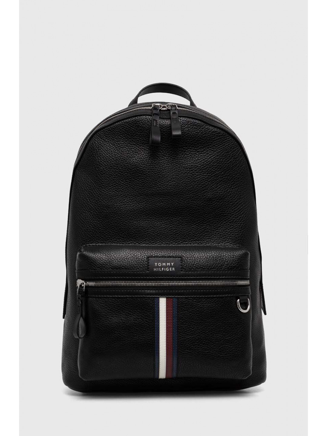 Kožený batoh Tommy Hilfiger pánský černá barva velký hladký AM0AM12293