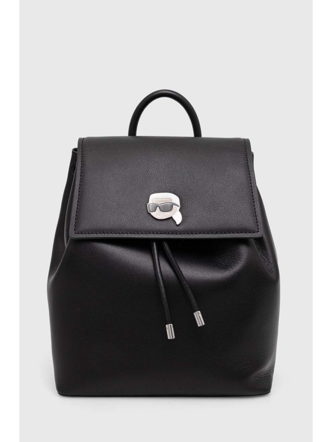 Kožený batoh Karl Lagerfeld dámský černá barva malý s aplikací