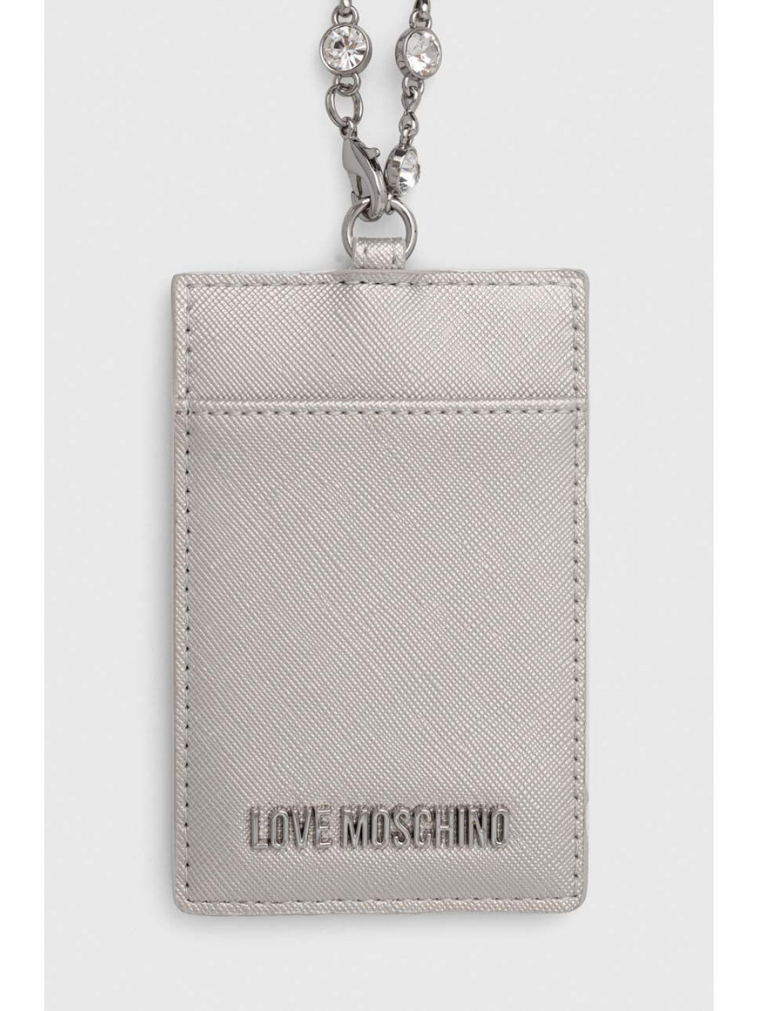 Pouzdro na karty Love Moschino stříbrná barva
