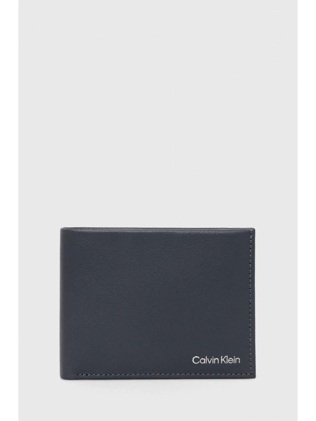 Kožená peněženka Calvin Klein šedá barva