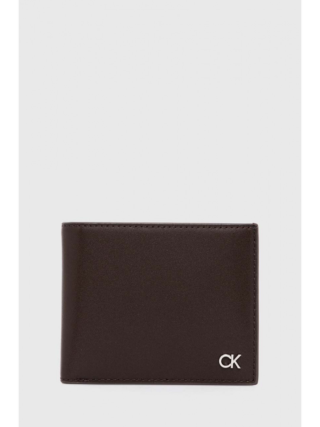 Kožená peněženka Calvin Klein hnědá barva