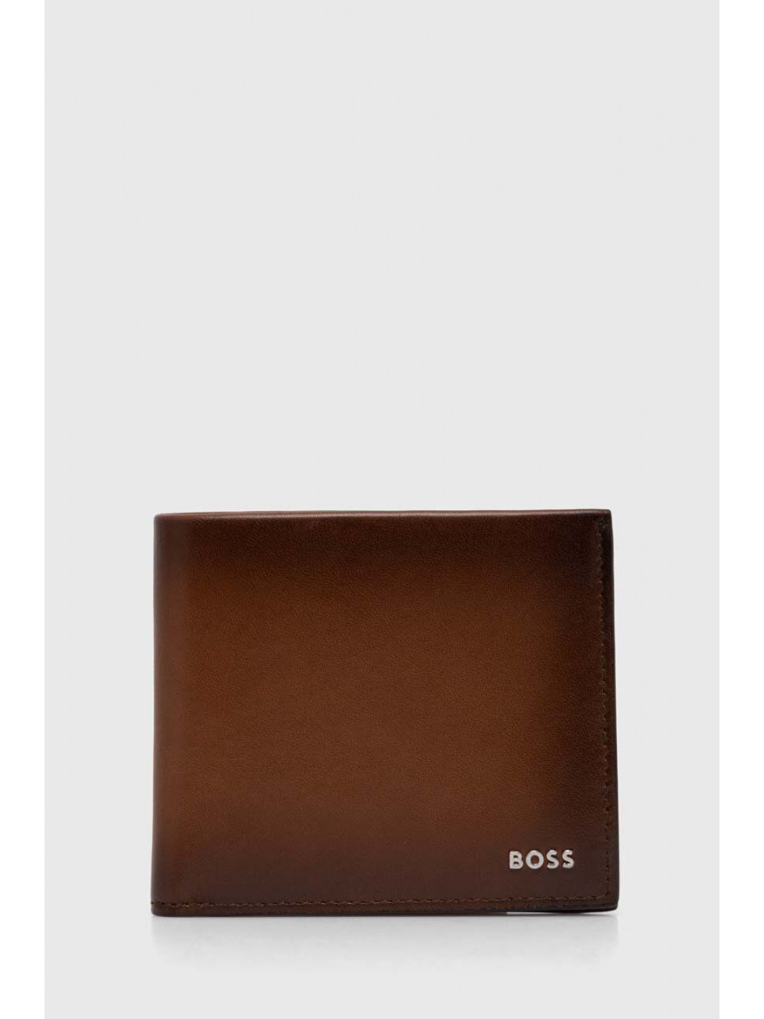 Kožená peněženka BOSS hnědá barva