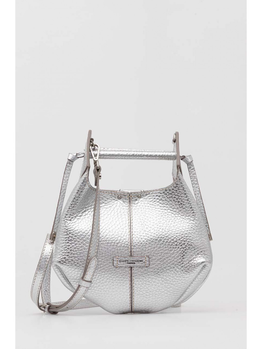 Kožená kabelka Gianni Chiarini stříbrná barva