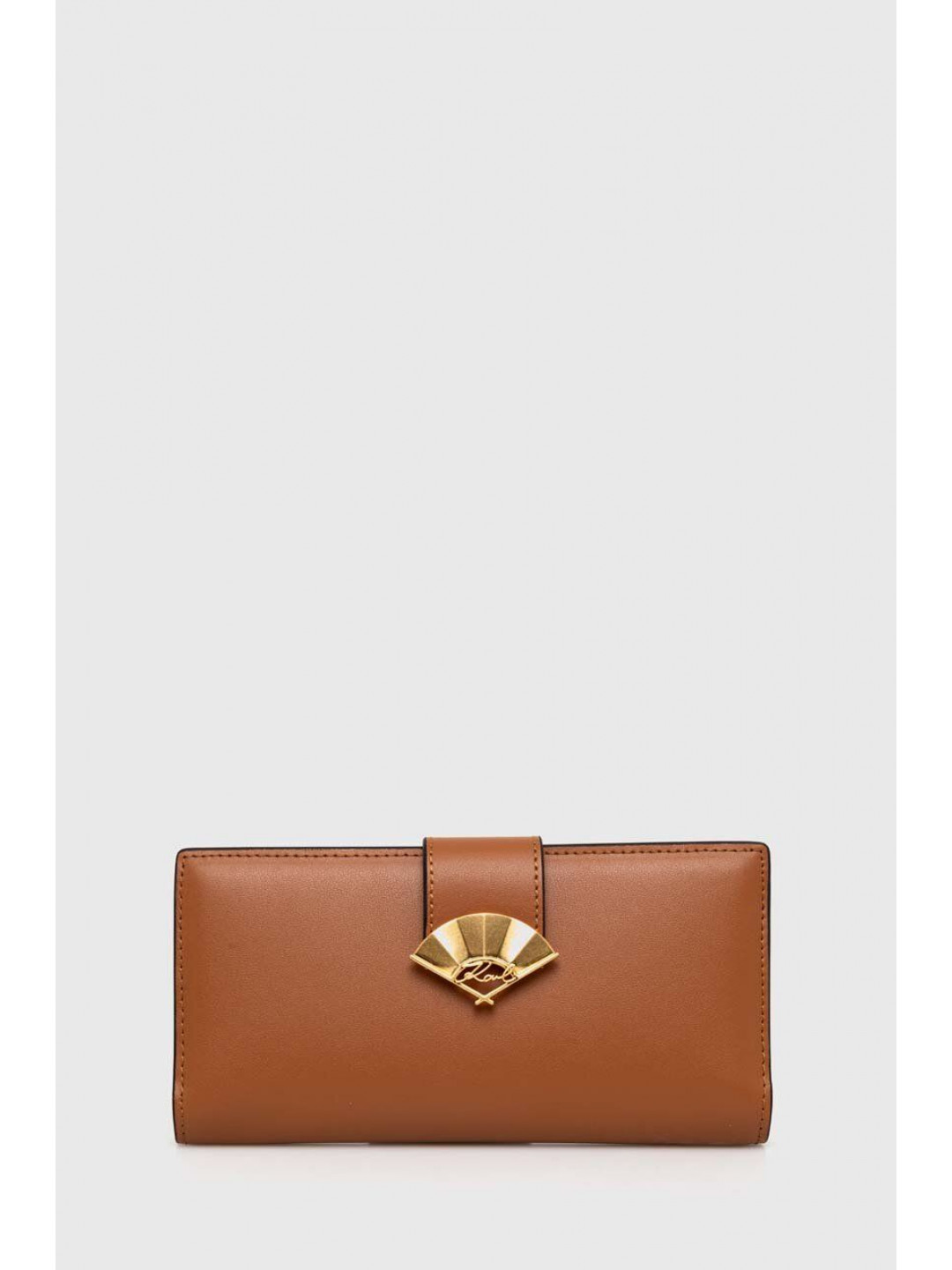 Kožená peněženka Karl Lagerfeld hnědá barva
