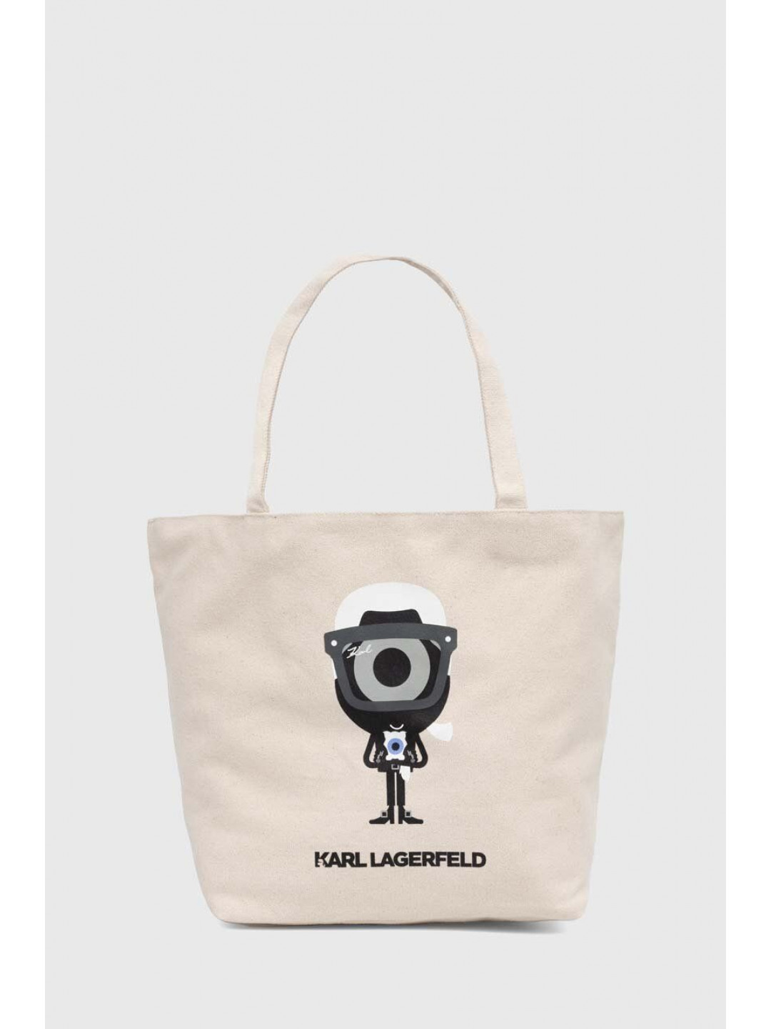 Bavlněná kabelka Karl Lagerfeld béžová barva