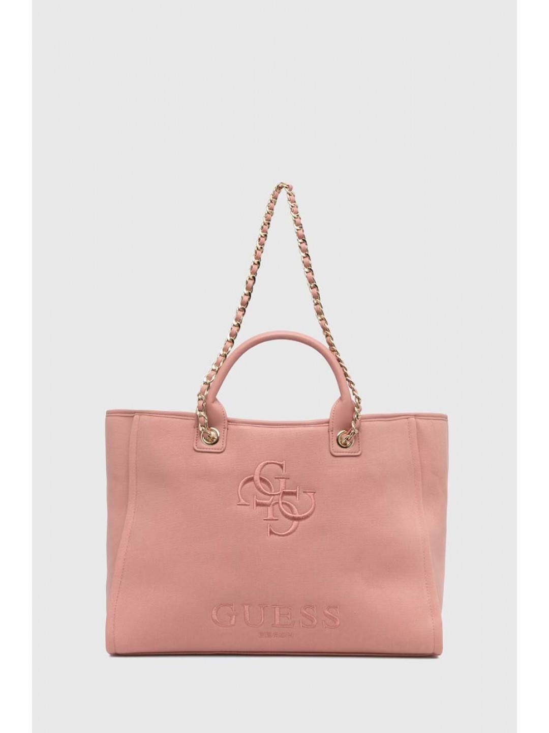 Plážová taška Guess CANVAS růžová barva E4GZ16 WFCE0
