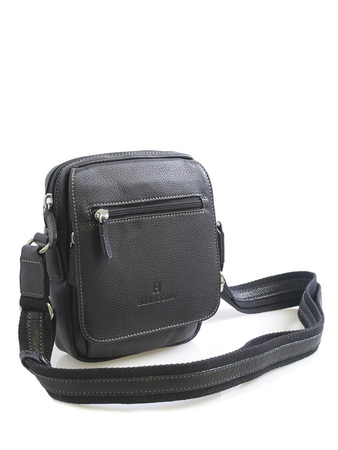 Luxusní černá kožená taška přes rameno Hexagona Xman