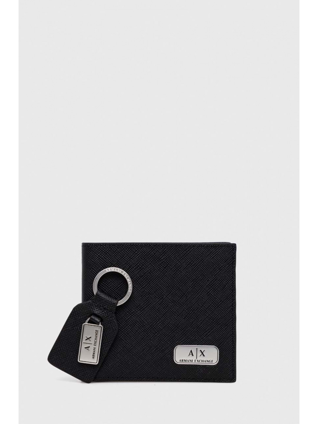 Kožená peněženka a klíčenka Armani Exchange černá barva 958487 CC843
