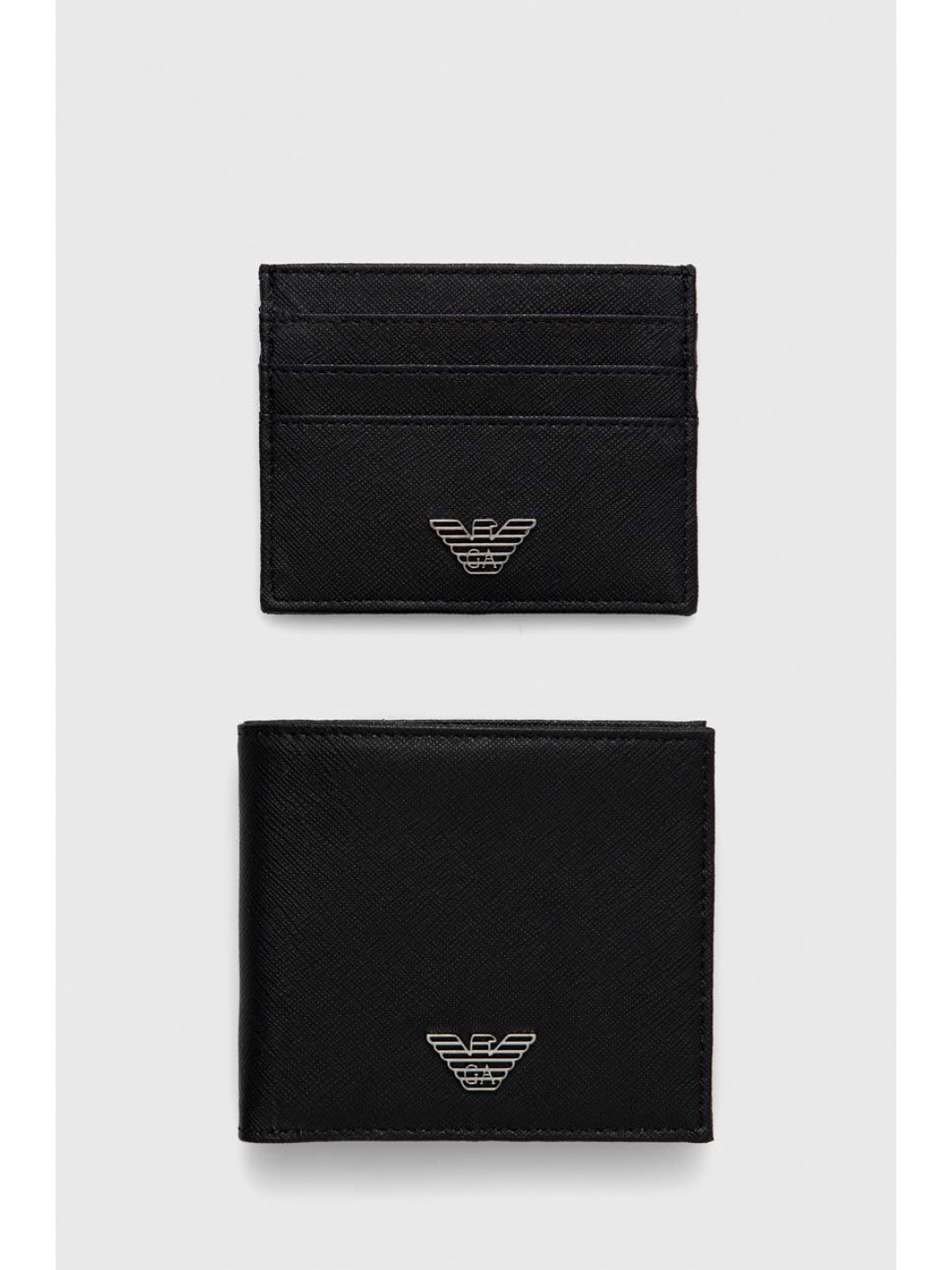 Kožená peněženka a držák na karty Emporio Armani černá barva Y4R237 Y138E