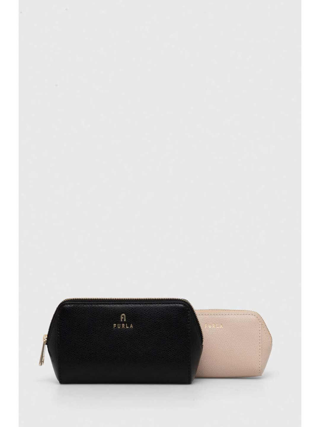 Kožená kosmetická taška Furla 2-pack černá barva