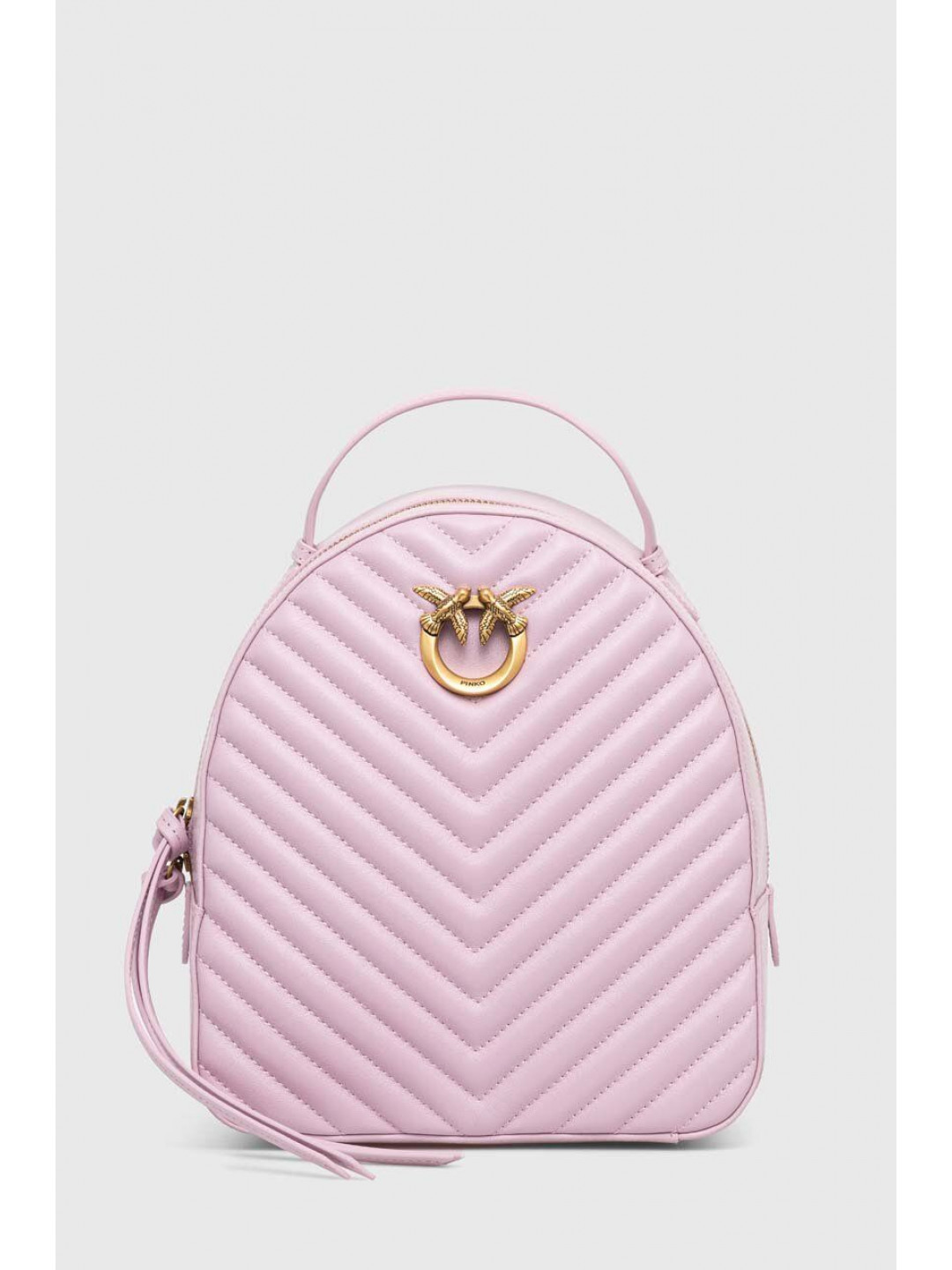 Kožený batoh Pinko dámský fialová barva malý s aplikací 102530 A1J2