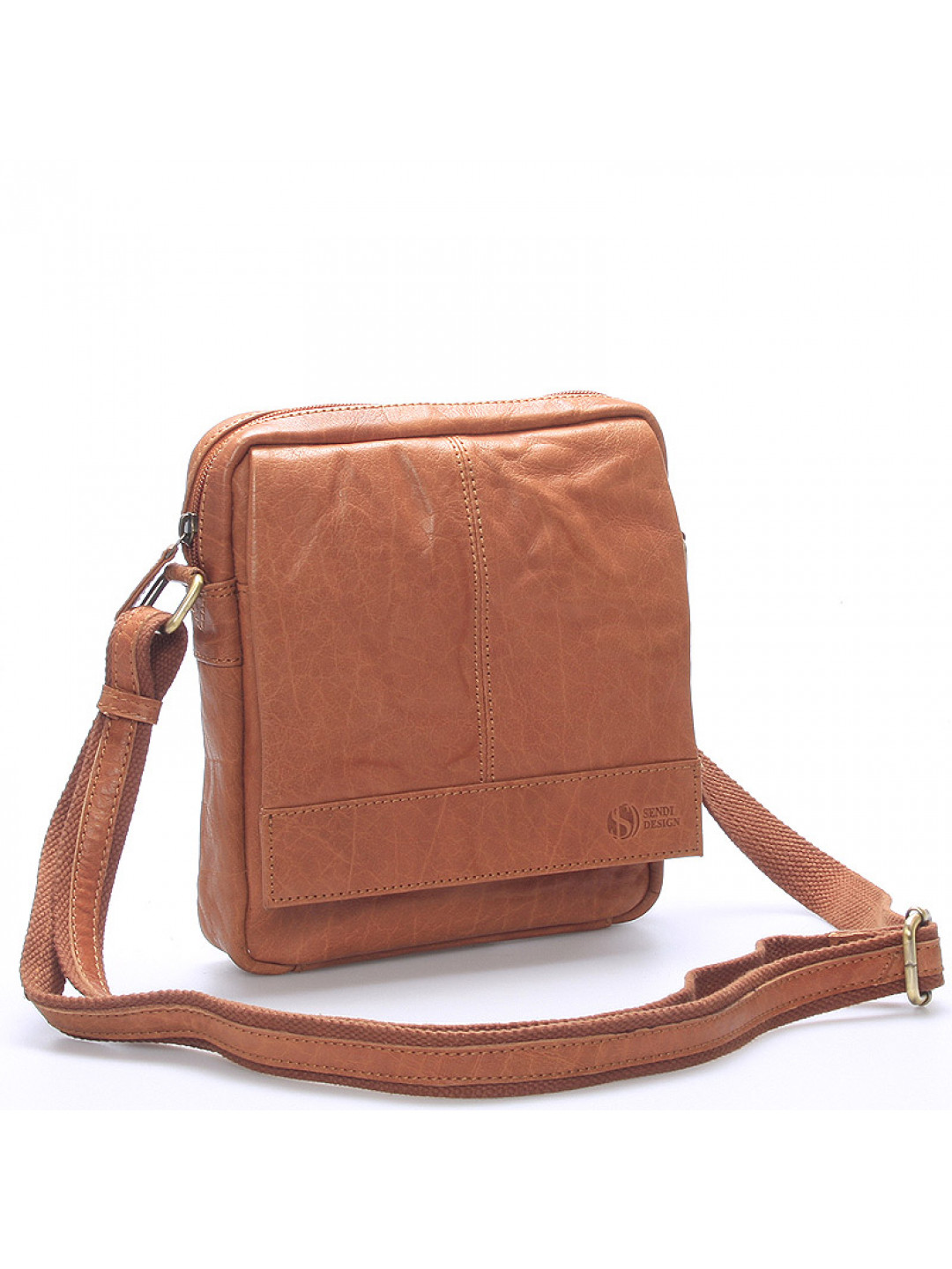 Pánská světle hnědá prošívaná kožená taška – Sendi Design Bris