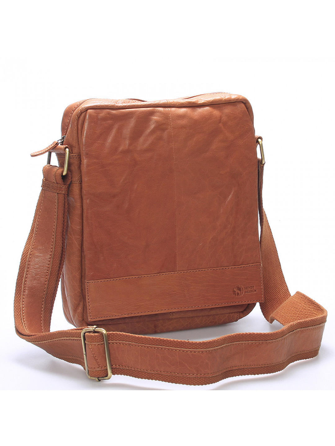 Luxusní velká kožená crossbody taška světle hnědá – Sendi Design Diverze
