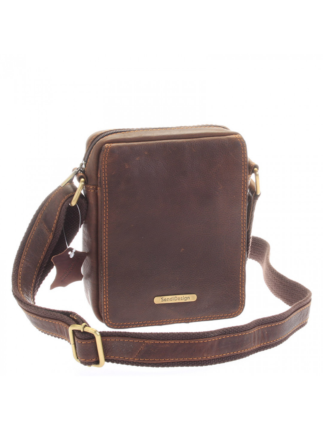 Menší hnědá pánská kožená taška – Sendi Design Merl