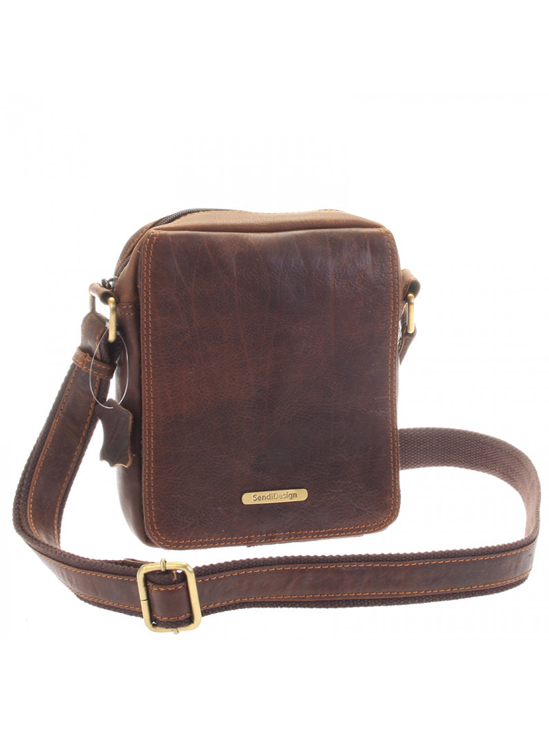Menší hnědá pánská kožená taška – Sendi Design Merlin