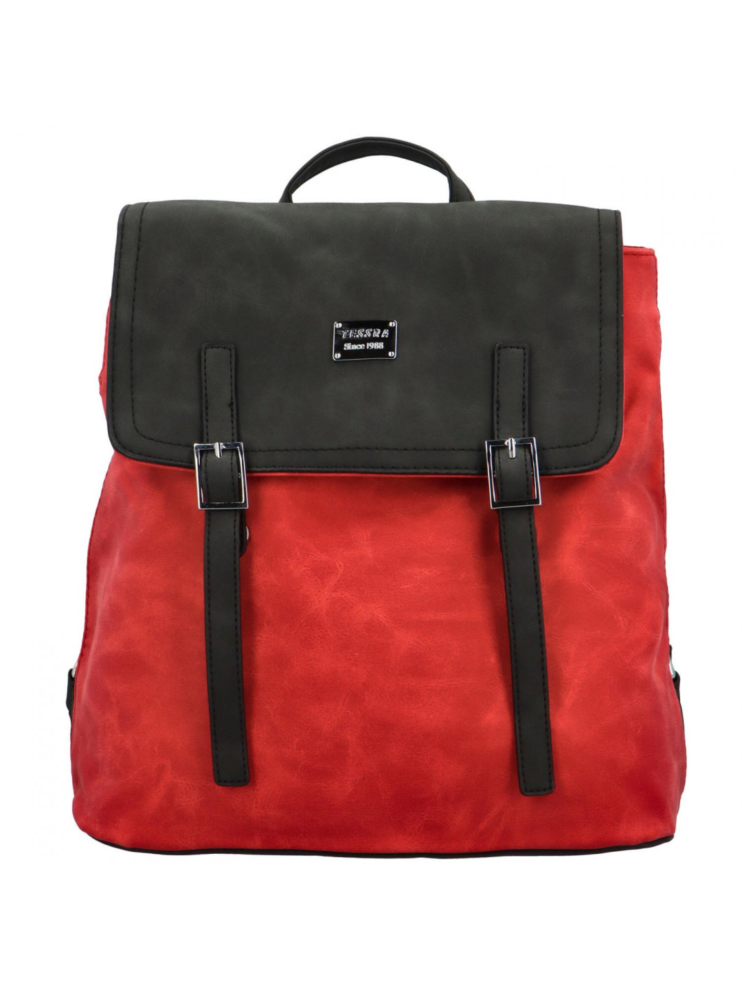 Trendy dámský koženkový kabelko-batoh Erlea červeno-černá