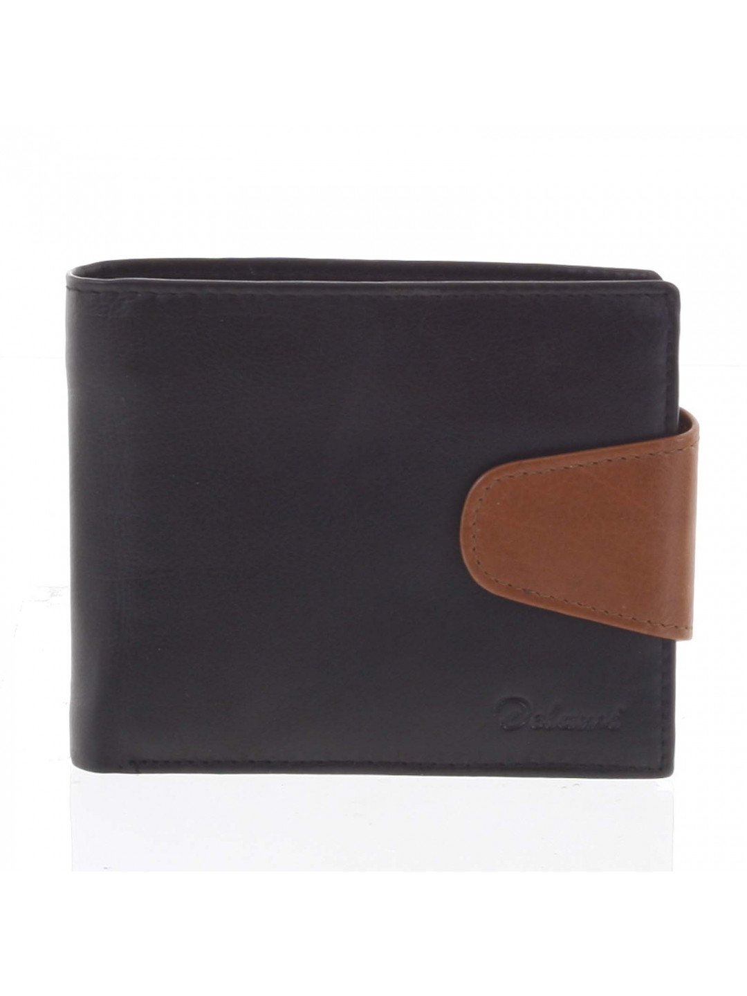 Pánská kožená peněženka černo hnědá – Delami 11816