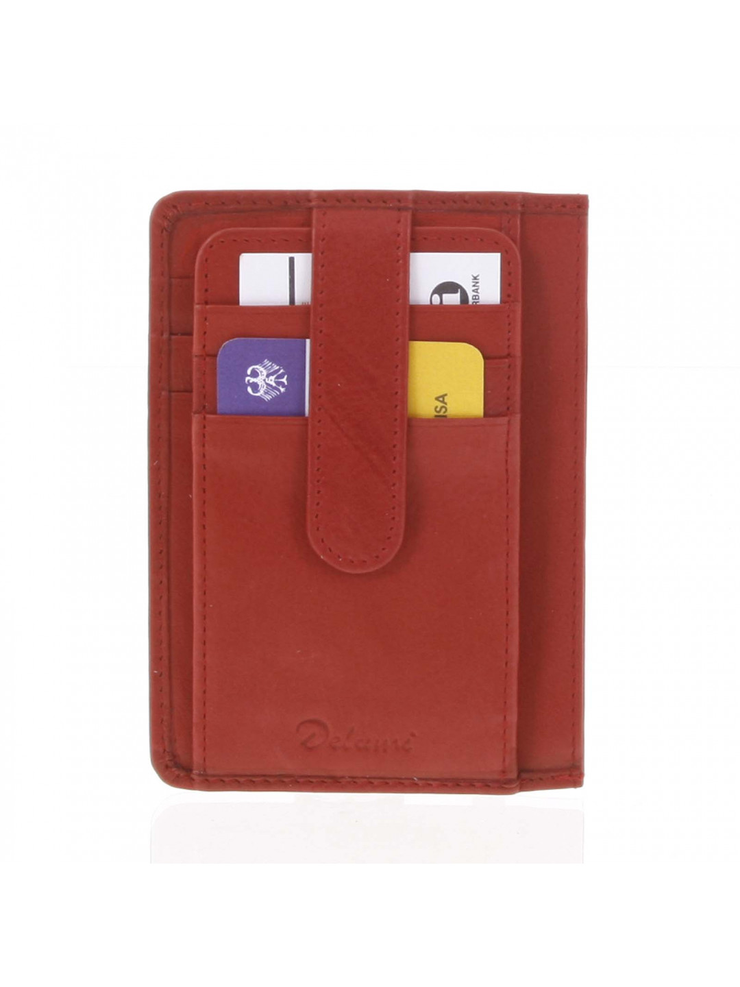 Jednoduchá červená kožená peněženka do kapsy – Delami 9393