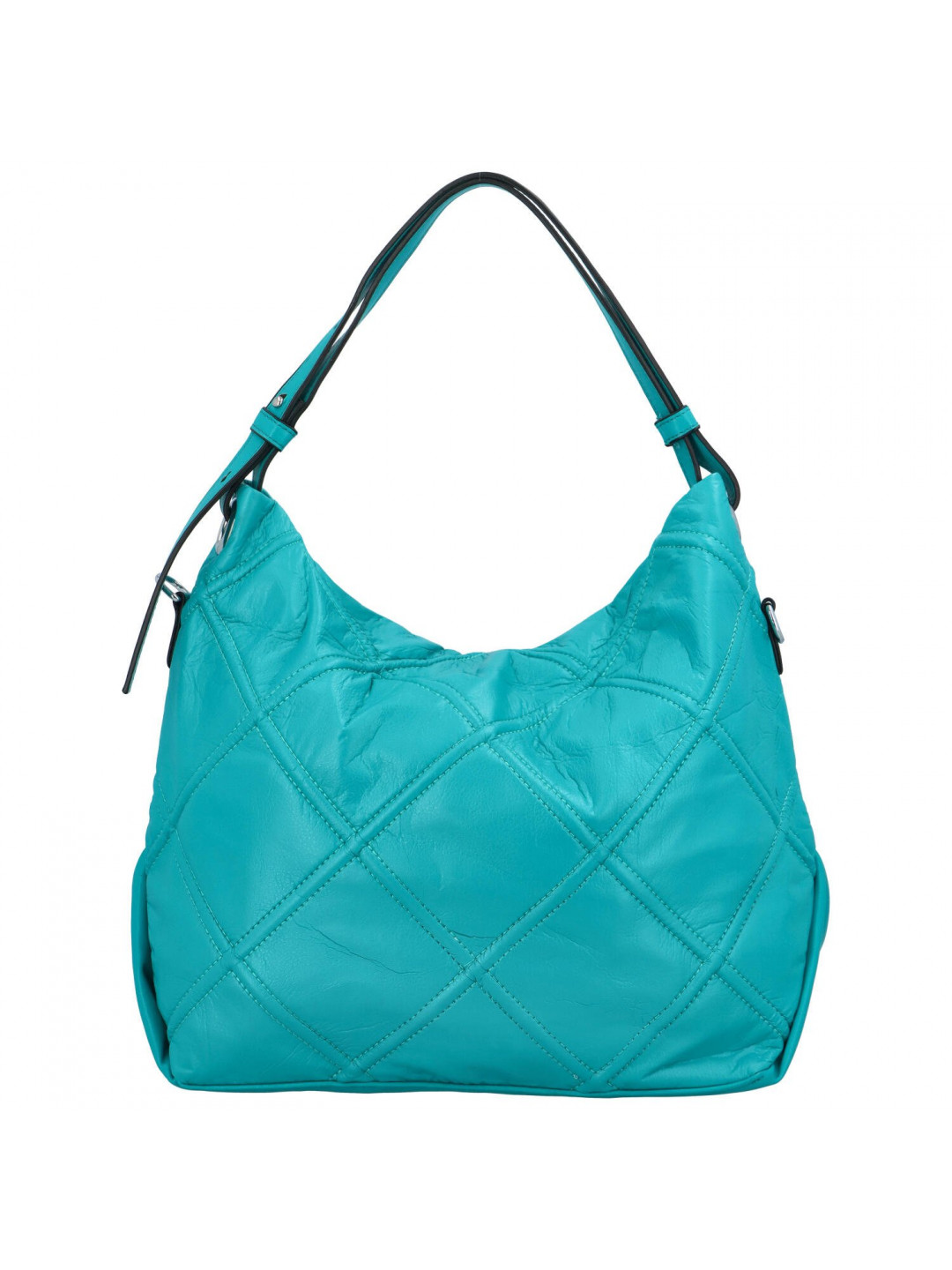 Trendy dámská koženková kabelka s prošíváním Melinda paví modrá