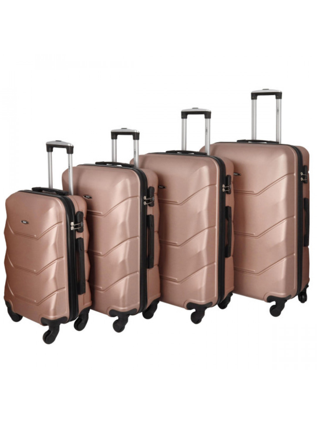 Pětidílná sada cestovních plastových kufrů Sonrado růžová zlatá