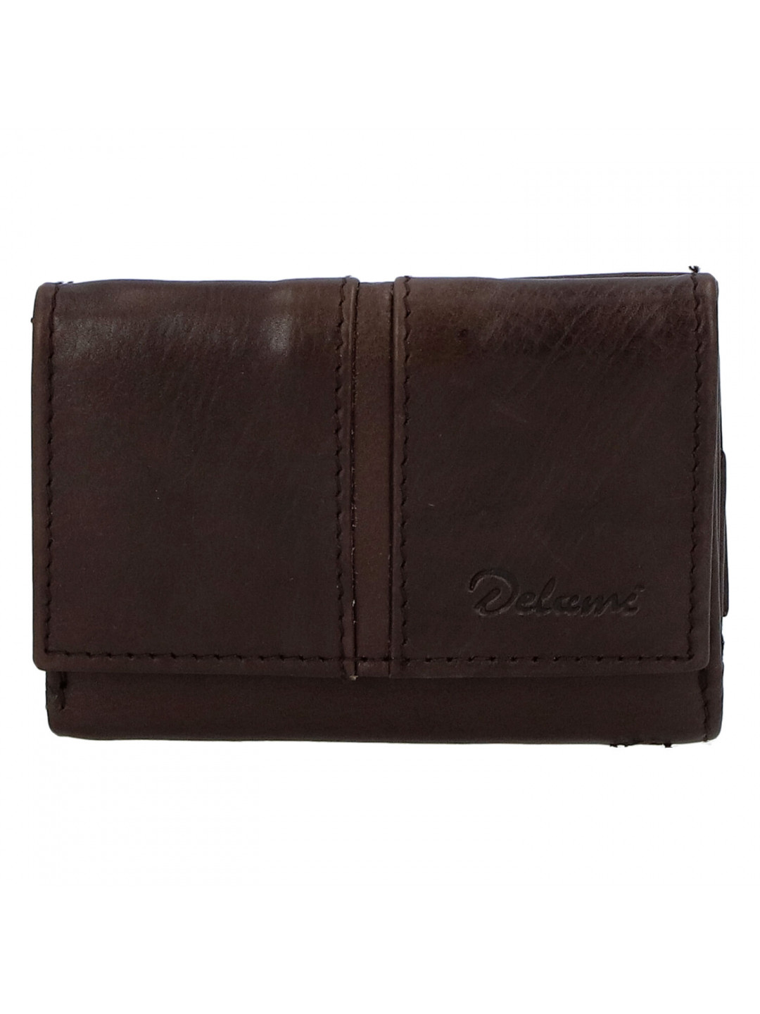 Kožená tmavě hnědá peněženka – Delami 9386