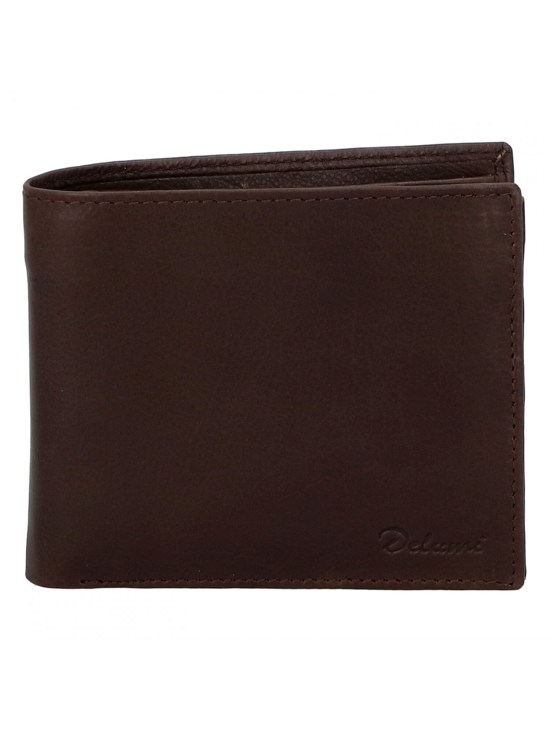 Pánská kožená volná tmavě hnědá peněženka – Delami 8222