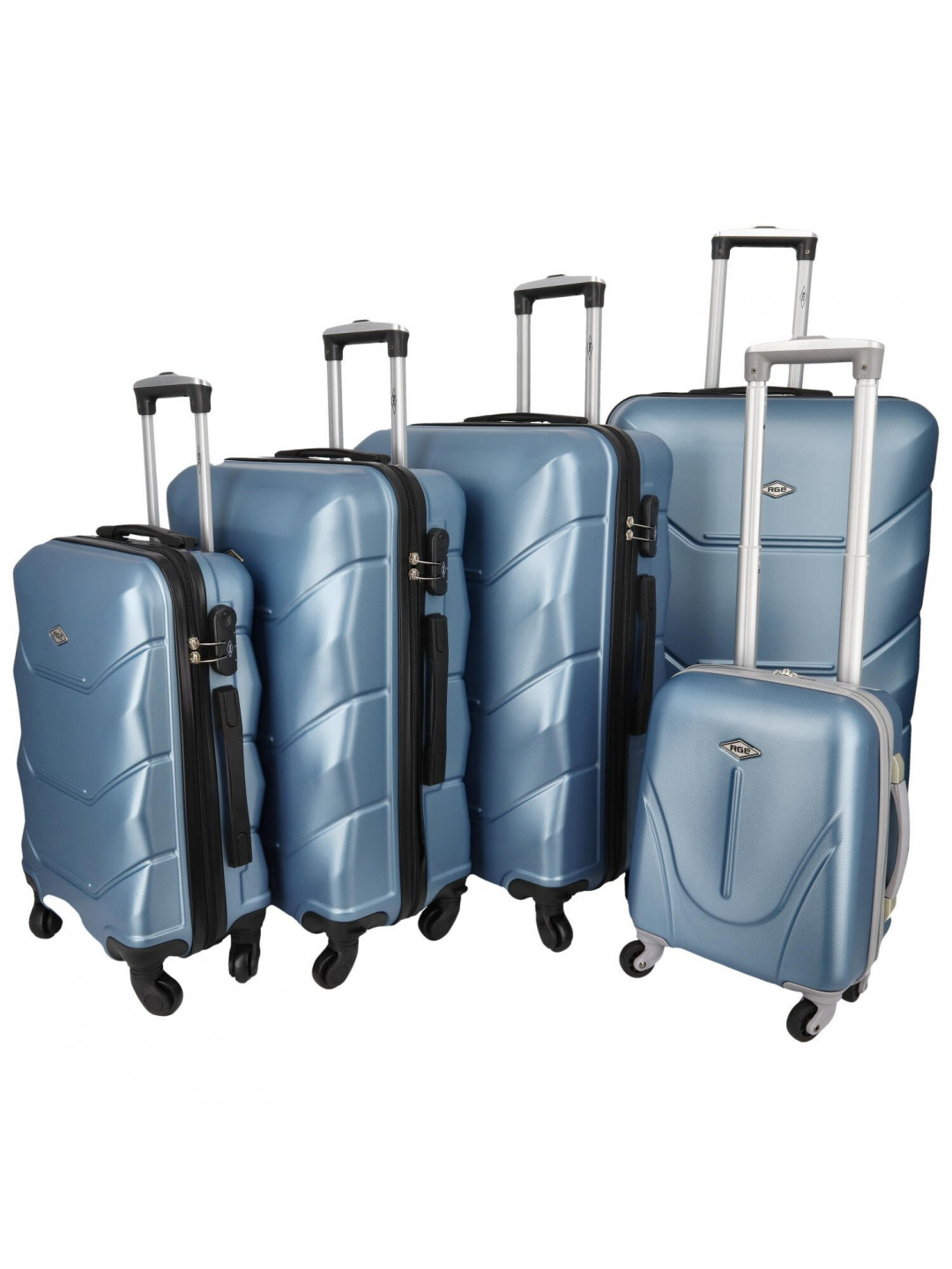 Pětidílná sada cestovních plastových kufrů Sonrado metalická modrá