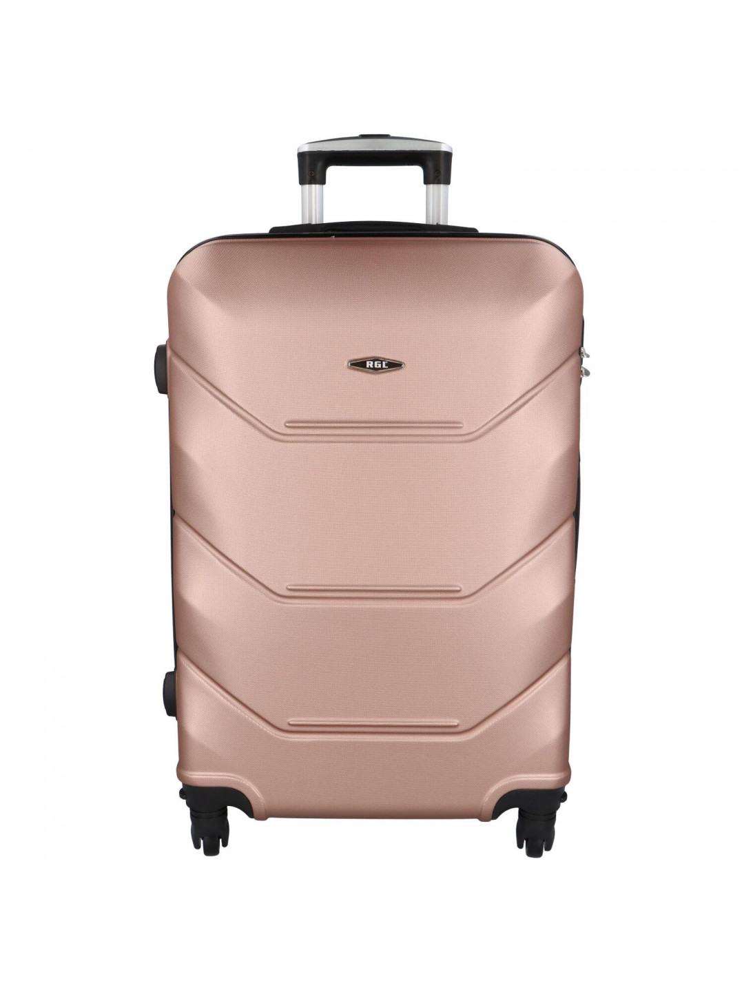Cestovní plastový kufr Sonrado vel L růžově zlatý