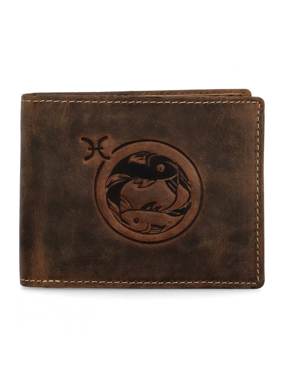 Pánská kožená peněženka Zvěrokruh Ryby – Daimon hnědá
