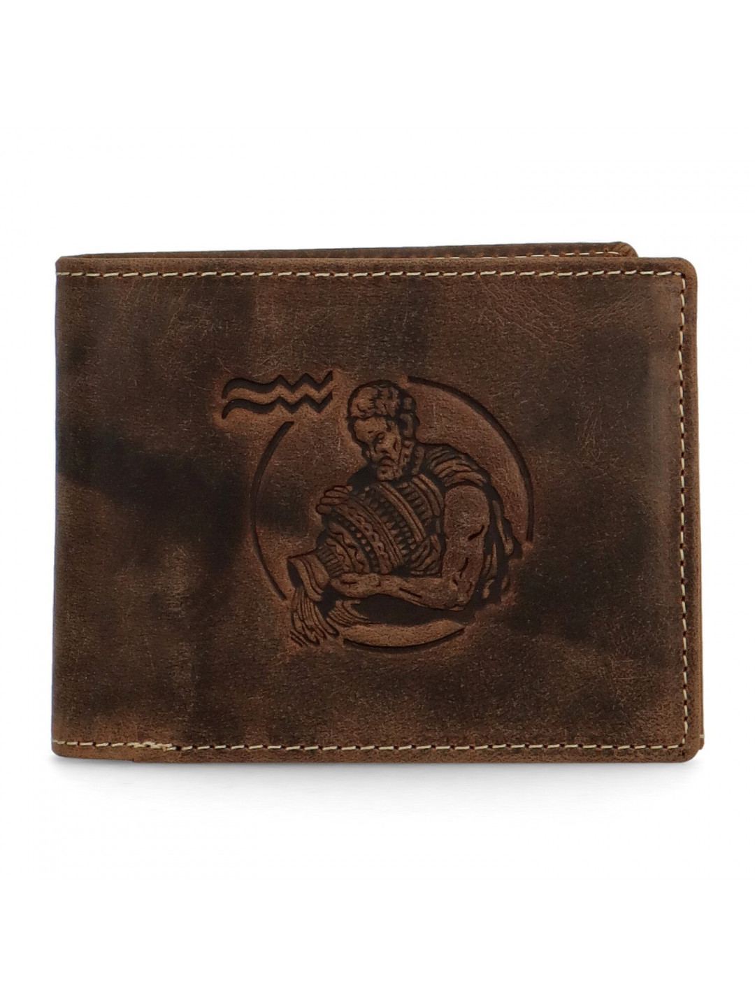 Pánská kožená peněženka Zvěrokruh Vodnář – Daimon hnědá