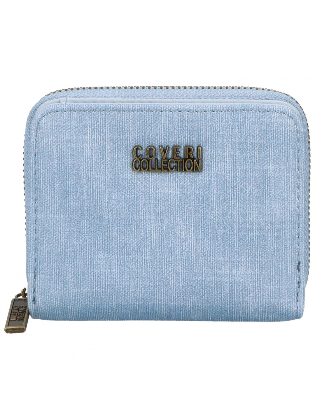 Dámská menší praktická koženková peněženka na zip Ladd světle modrá