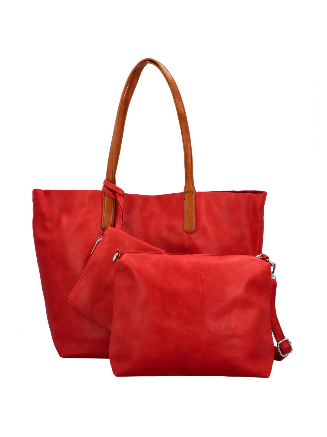 Trendy dámská koženková kabelka 2v1 na rameno Ignáta červená