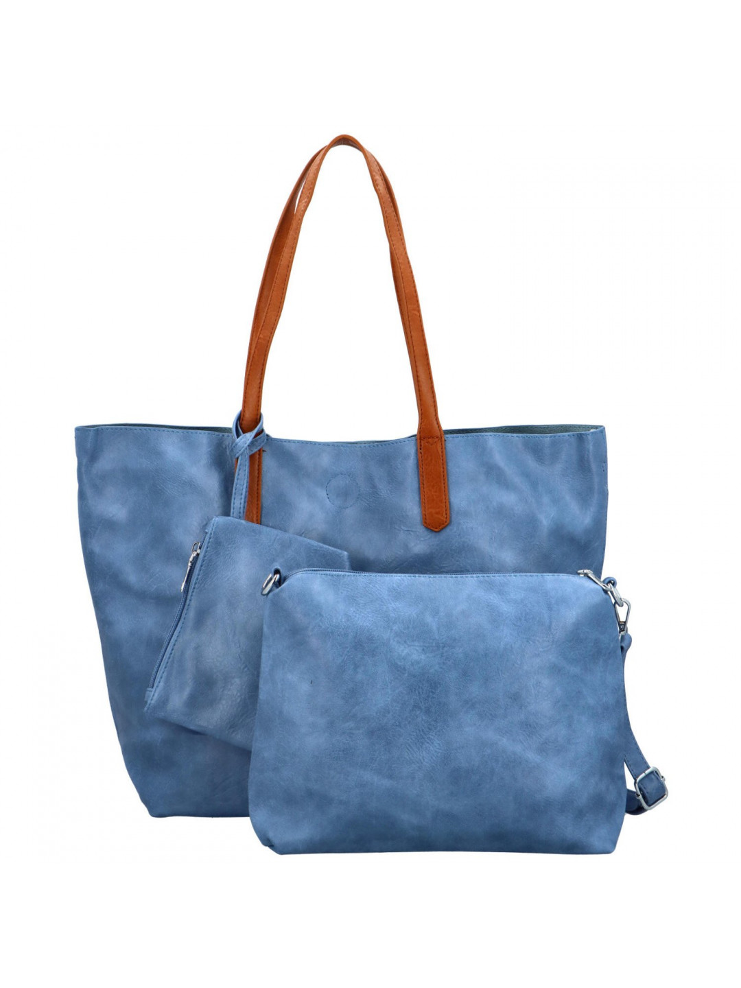 Trendy dámská koženková kabelka 2v1 na rameno Ignáta modrá