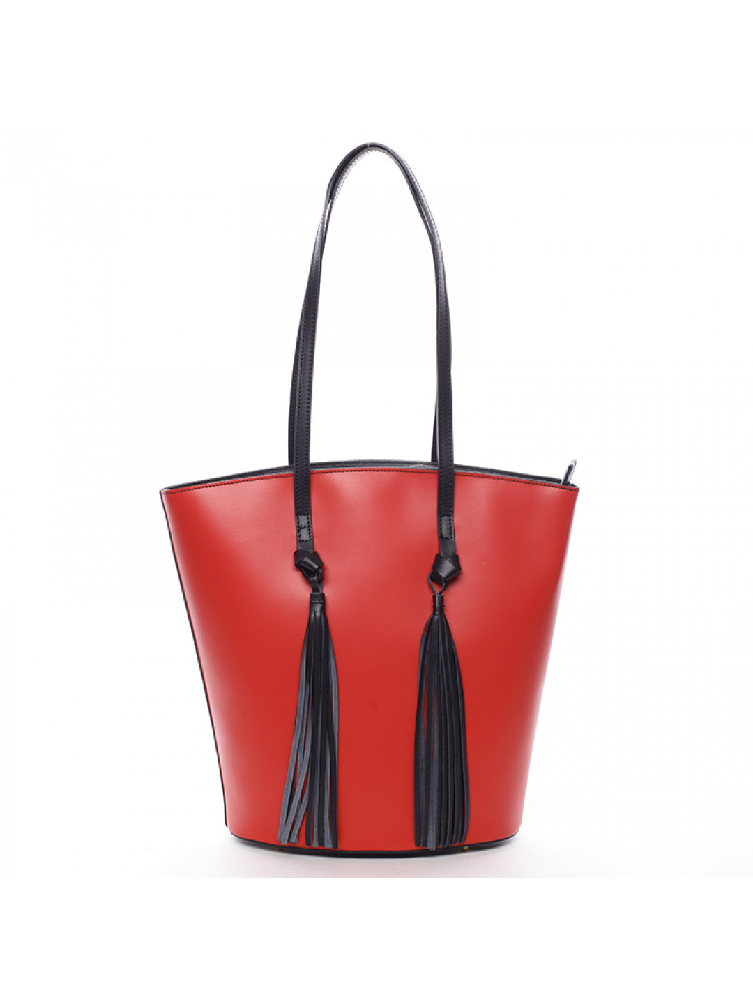 Dámská kožená kabelka na rameno červená černá – Delami Vera Pelle Juxeen