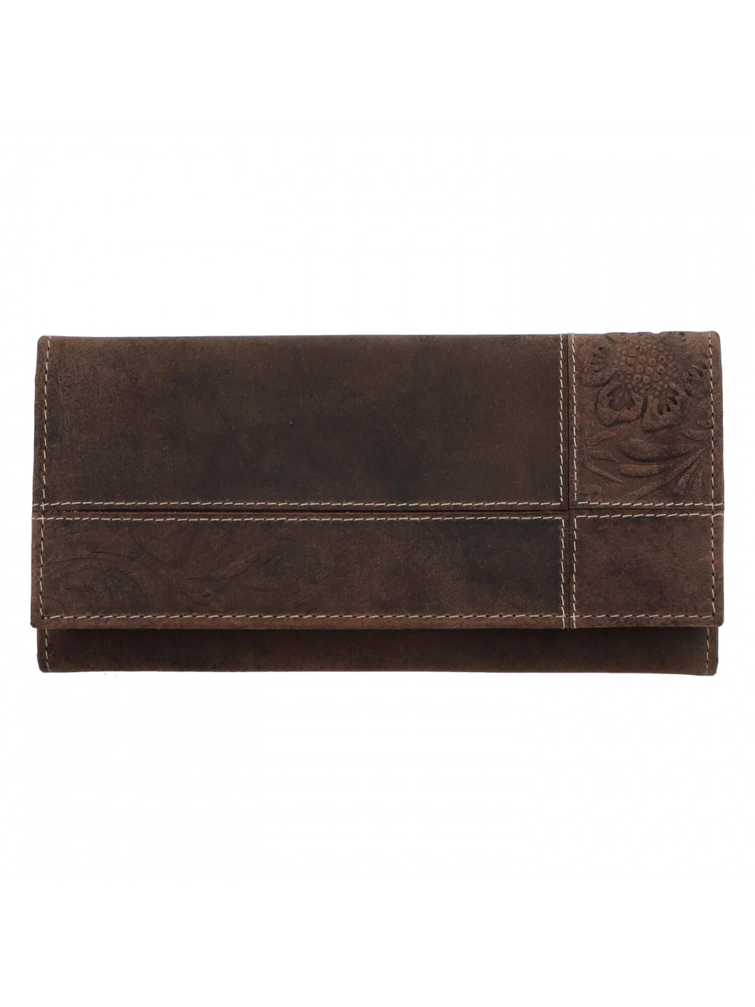Dámská kožená peněženka hnědá broušená se vzorem – Tomas Farbe