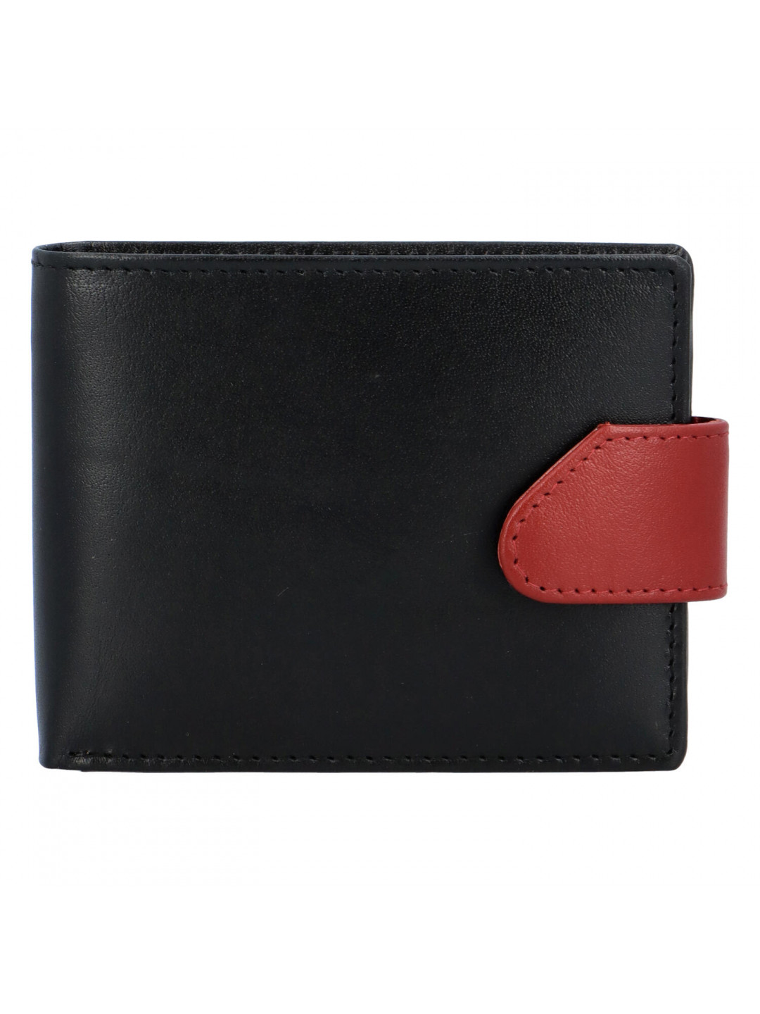 Hladká pánská černo červená kožená peněženka – Tomas 76VT